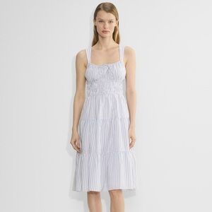 Aritzia Sunday Best Martine Poplin Midi Dress in Light Blue & Pink Stripe Size S